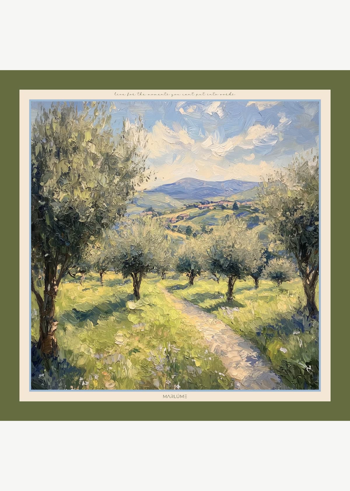 O eșarfă mare ce aduce pace și armonie în sufletul tău, învăluind feminitatea în emoții pure și delicate. Dimensiunea generosă conferă o prezență calmă, o invitație la liniște și echilibru. Marlume | emoție și feminitate cu suflet.